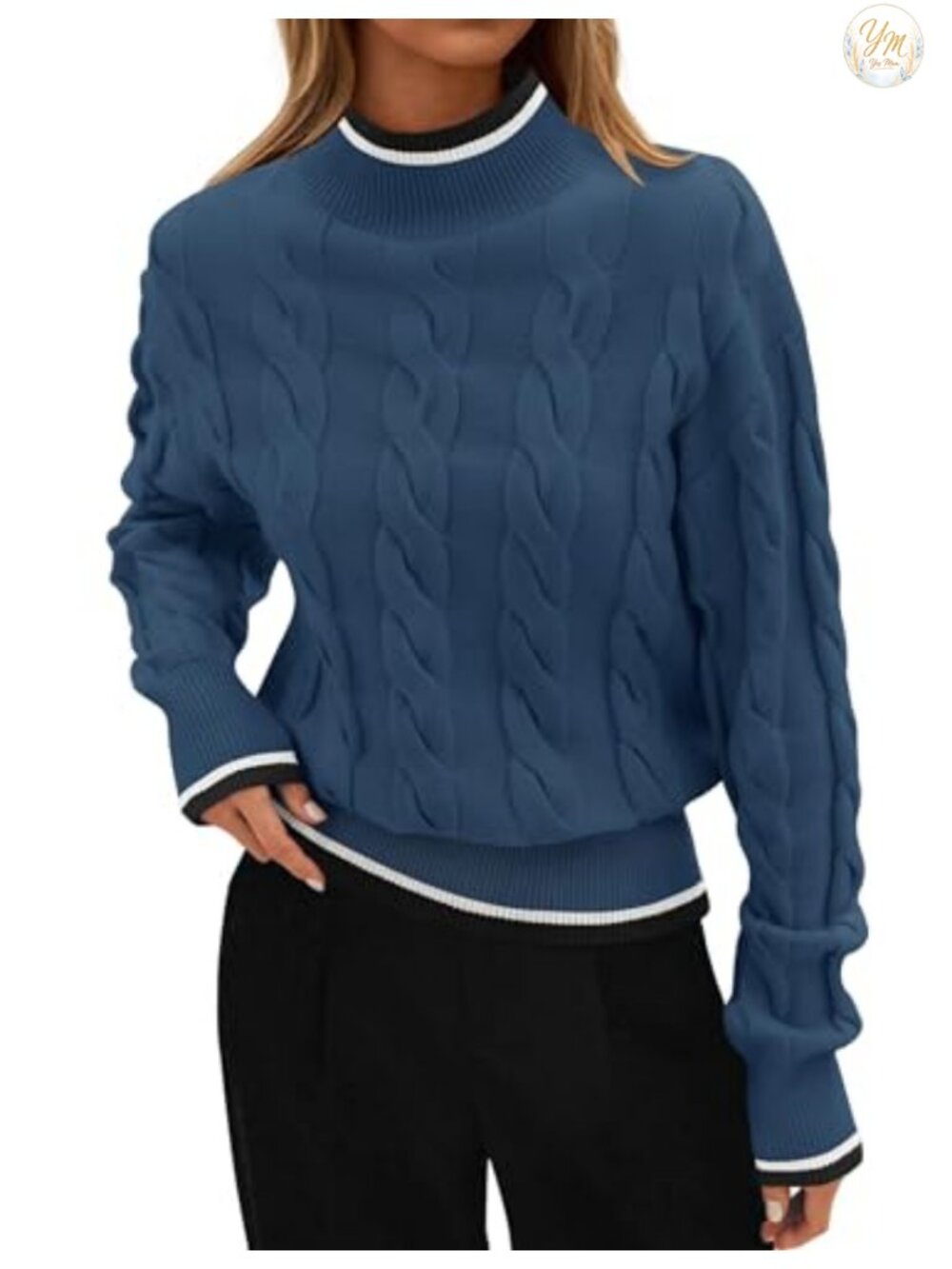 Chunky Knit Turtleneck Pullover Sweater for Women Soft Warm Winter Fall